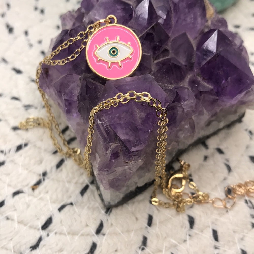 Pink evil eye 🧿 necklace - Picture 4 of 4